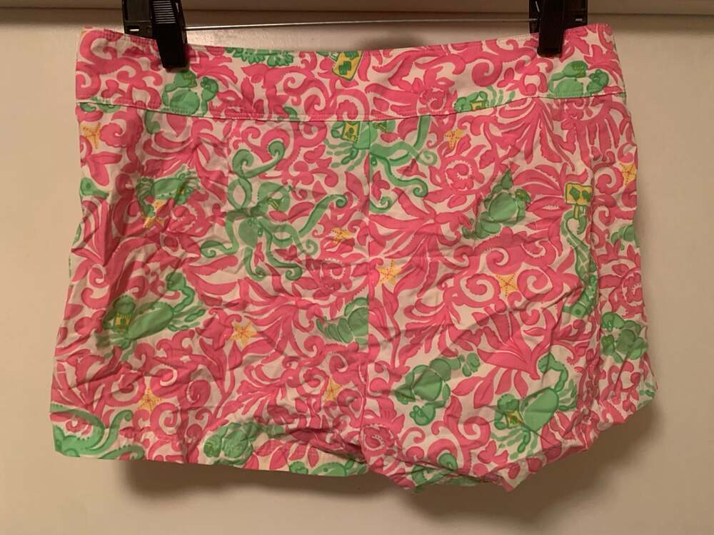 Lilly Pulitzer Pink and Green Sea Life Print Rope-Tie Swim Shorts - Picture 3 of 4
